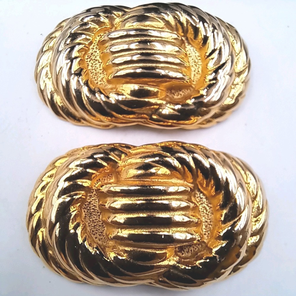 Gay Boyer Shoe Clips Gold Tone Rope Texture Knot Knotted Pair Set Vintage